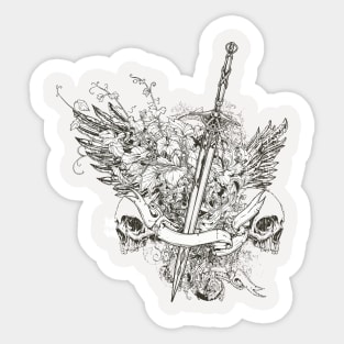 skull with sword Sticker